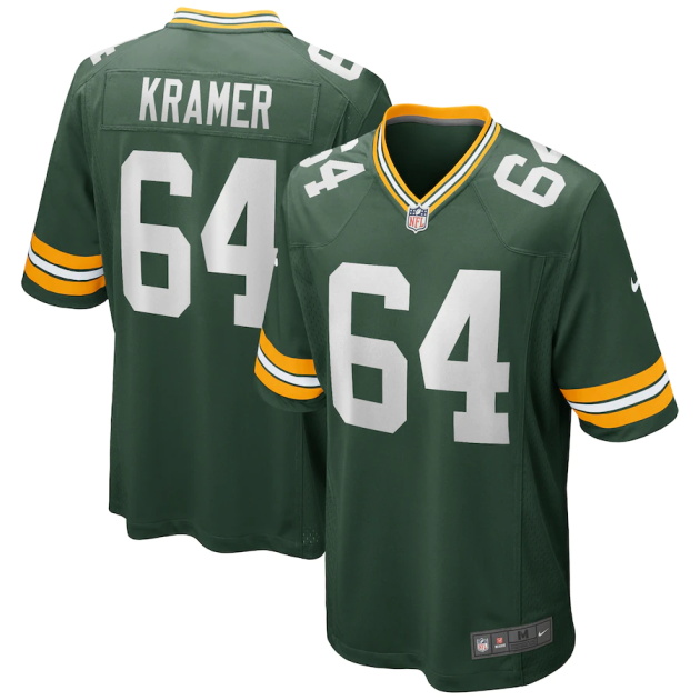 mens nike jerry kramer green green bay packers game retired player jersey